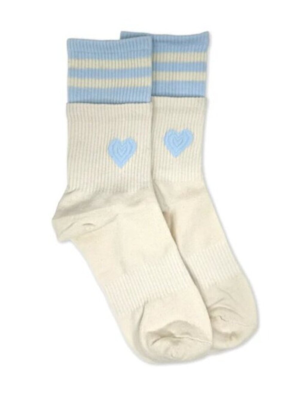 NWT Heart Cuff Sock-in-a-Sock Striped Layered Ivory Socks